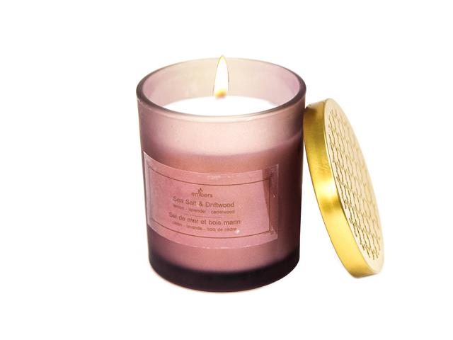 7oz MAUVE JAR SCENTED CANDLE WITH LID (SEA SALT/DRIFTWD )