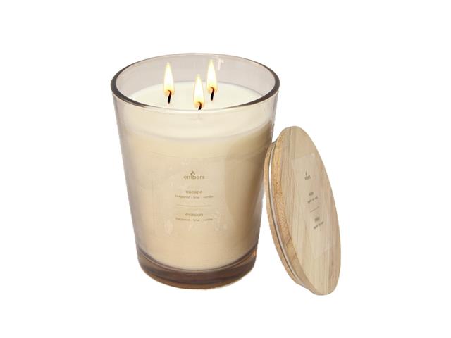 3 WICK TAPERED GLASS CANDLE (31.7OZ) (ESCAPE)