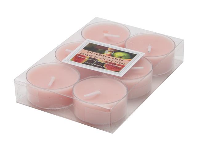 6PK SCENTED TEALIGHTS (BALI GUAVA & PEACH) (12/DISP)