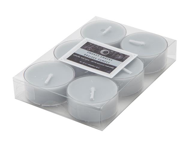 6PK SCENTED TEALIGHTS (SMOKEY EMBERS) (12/DISP)