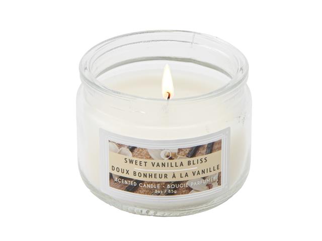 3 OZ SCENTED GLASS JAR (SWEET VANILLA BLISS)