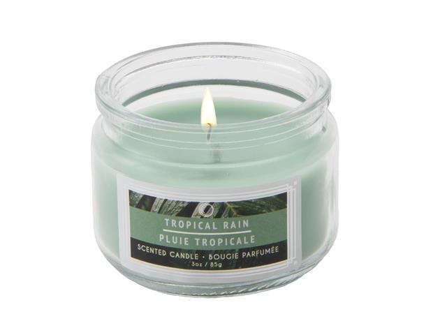 3 OZ SCENTED GLASS JAR (TROPICAL RAIN)