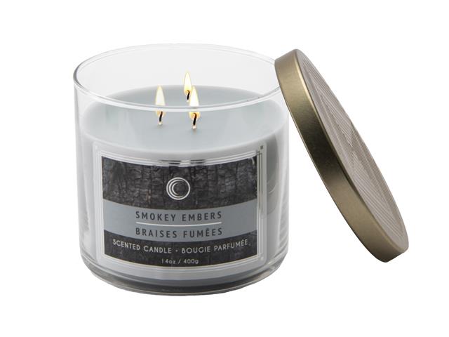 14 OZ 3 WICK JAR CANDLE WITH LID (SMOKEY EMBERS)