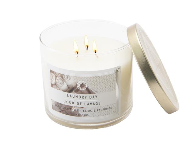14 OZ 3 WICK JAR CANDLE WITH LID (LAUNDRY DAY)