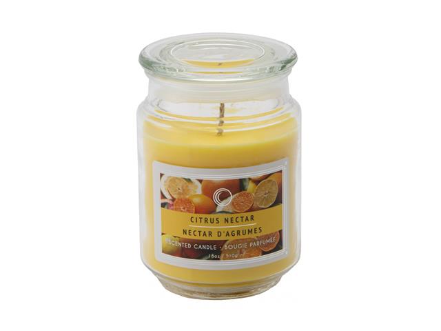 18 OZ SCENTED JAR WITH GLASS LID (CITRUS NECTAR)
