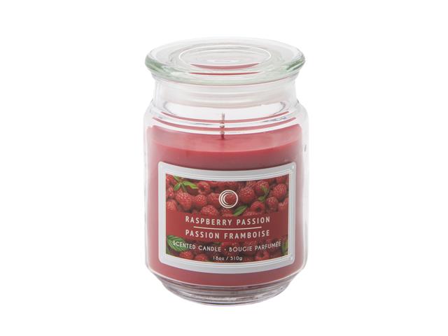 18 OZ SCENTED JAR WITH GLASS LID (RASPBERRY PASSION)