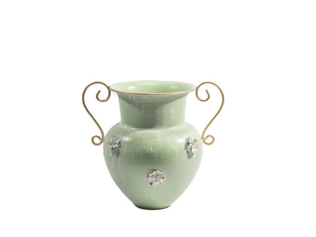 METAL ORNATE VASE (GREEN)