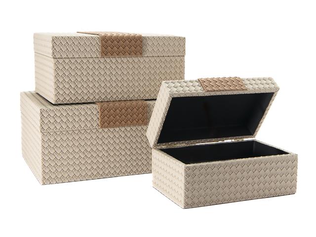 WOVEN STORAGE BOX (SET OF 3) (2-TONE)