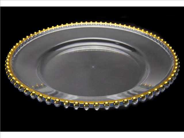 BEADED RIM CHARGER PLATE (GOLD)