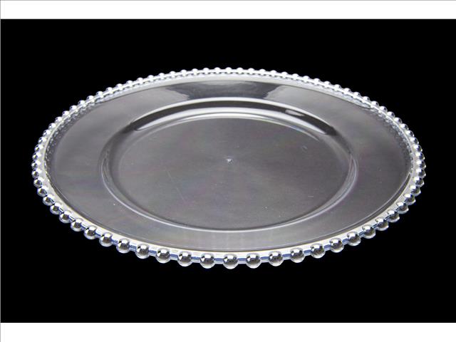 BEADED RIM CHARGER PLATE (SILVER)