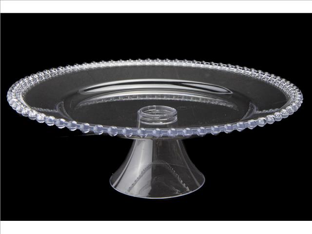 BEADED RIM CAKE STAND (CLEAR)