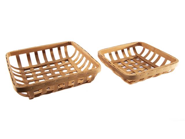 SET OF 2 SQUARE WOOD WOVEN BASKET (BROWN)