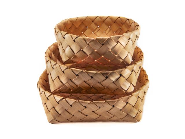 SET OF 3 ROUND BASKETWEAVE BASKET