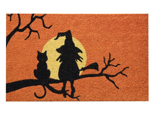 COIR DOOR MAT (WITCH, CAT, AND MOON)