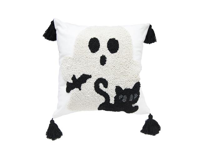 COTTON EMBROIDERED CUSHION (GHOST, CAT AND BAT)