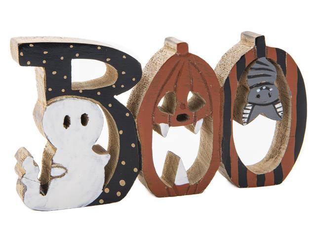 MANGO WOOD DECOR (BOO - GHOST, PUMPKIN, BAT)