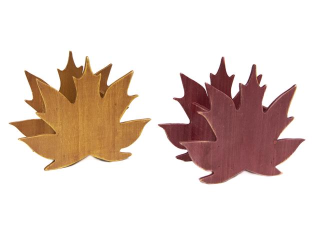 WOODEN DECORATIVE HOLDER (MAPLE LEAF) (ASSTD)