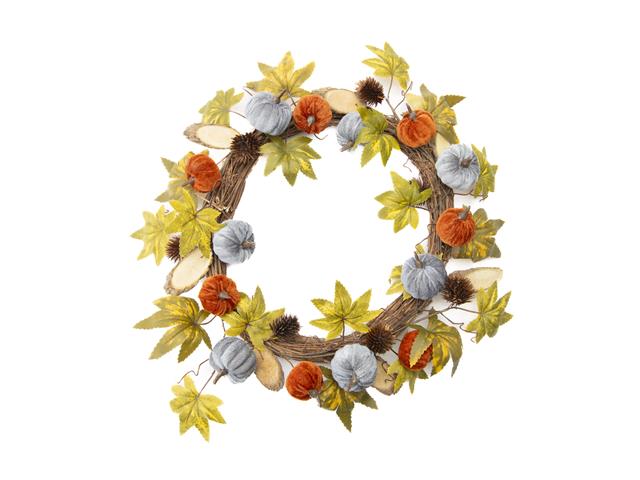 PUMPKIN THISTLE AND LEAVES WREATH