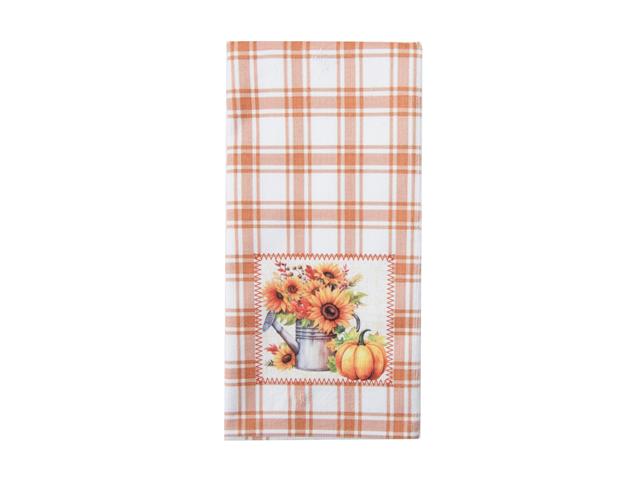 MICROFIBRE KITCHEN TOWEL (ORANGE PLAID - SUNFLOWER & PUMPKIN)