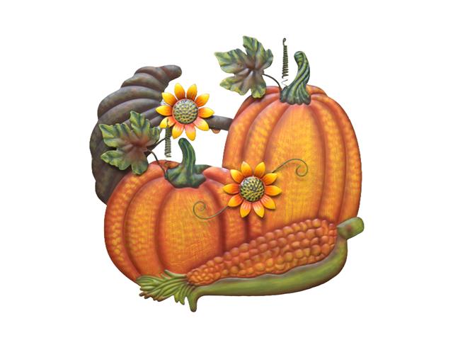 METAL PUMPKIN CORNUCOPIA WALL DECOR