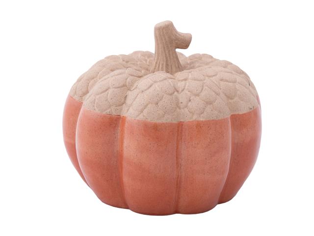 CERAMIC ORANGE AND WHITE PUMPKIN DECOR