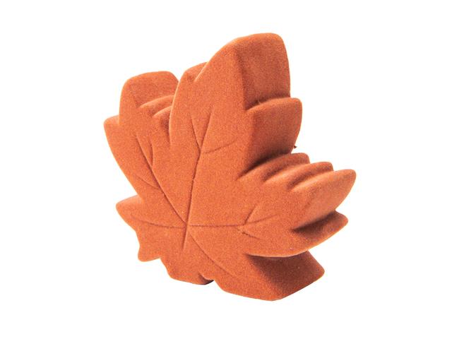 FLOCKED CERAMIC MAPLE LEAF DECOR (RUST)