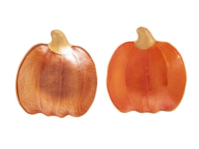 GLASS PUMPKIN PLATE (ASSTD)