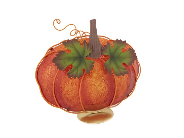 GLASS PUMPKIN PLATE ON STAND