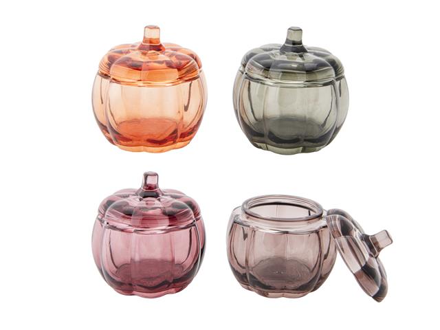 GLASS PUMPKIN TEALIGHT HOLDER (ASSTD)