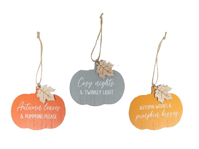 MDF PUMPKIN  AND LEAF SHAPED WALL HANGER (ASSTD)