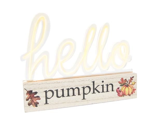 LED ACRYLIC DECOR WITH WOOD BASE (HELLO PUMPKIN)