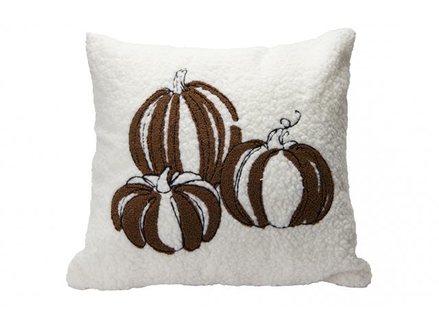 POLYESTER EMBROIDERED CUSHION (THREE BROWN PUMPKINS)