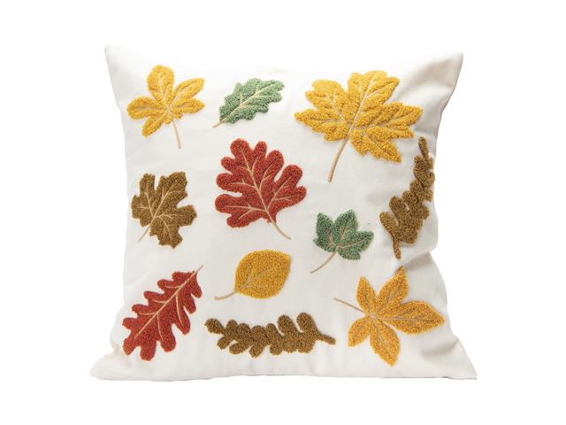 POLYESTER EMBROIDERED CUSHION (AUTUMN LEAVES)
