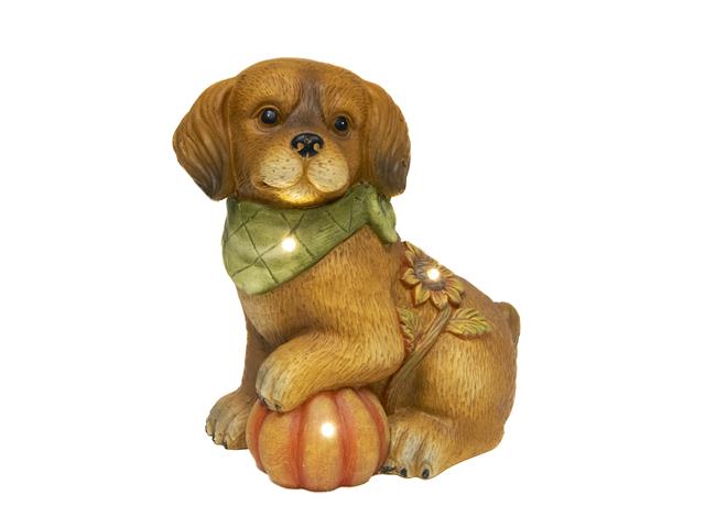 LED MAGNESIA DOG POUNCING ON PUMPKIN