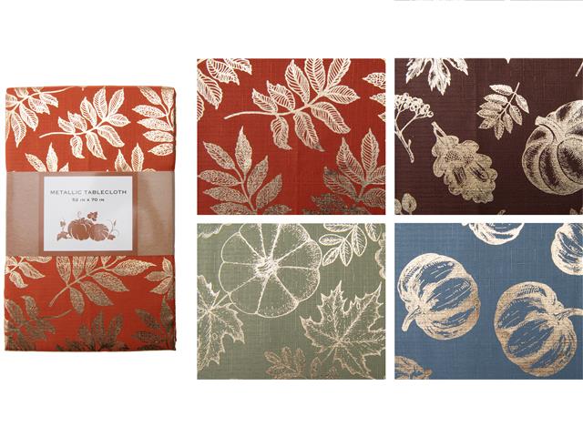 FOIL PRINTED AUTUMN TABLECLOTH (52 X 70) (ASSTD)