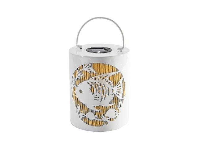 METAL SOLAR HANGING LANTERN (FISH) (WHITE)