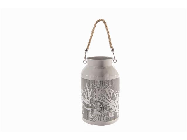 METAL LANTERN W/ ROPE HANDLE (UNDERSEA) (GRAY)