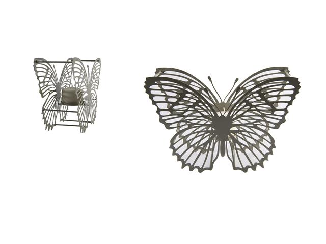 METAL BUTTERFLY CANDLE HOLDER (SAGE)