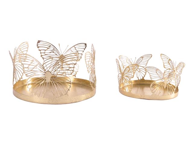 2PC METAL BUTTERFLIES CUTOUT CANDLE HOLDER (GOLD)