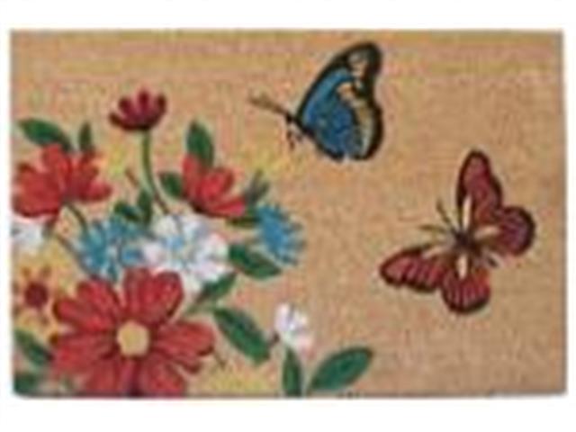 COIR DOOR MAT (FLOWERS & BUTTERFLIES)