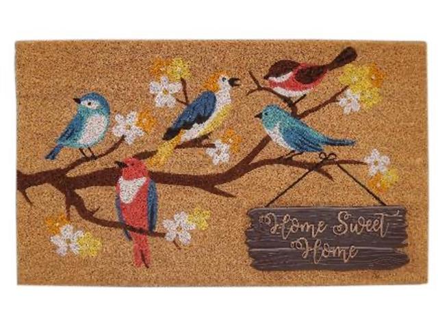 COIR MAT WITH RUBBER ACCENT (BIRDS WITH HOME SWEET HOME ACCENT)