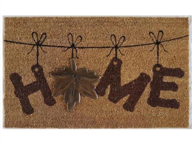 COIR MAT WITH RUBBER ACCENT (HOME WITH MAPLE LEAF ACCENT)
