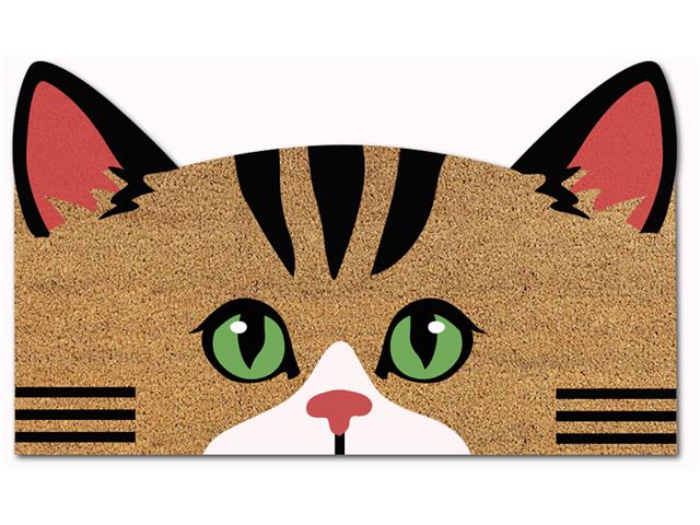 SHAPE COIR DOOR MAT (STRIPED CAT)