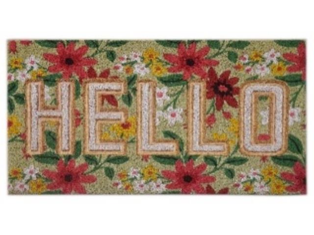 EMBOSSED COIR DOOR MAT (FLORAL - HELLO)