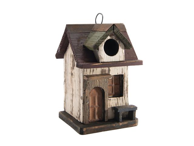 WOODEN BIRDHOUSE WITH BENCH