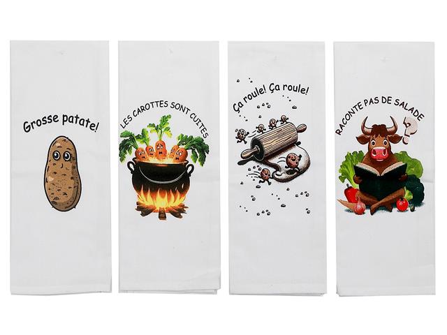 PRINTED KITCHEN TOWEL (PUNNY SAYINGS-FRENCH) (ASSTD)