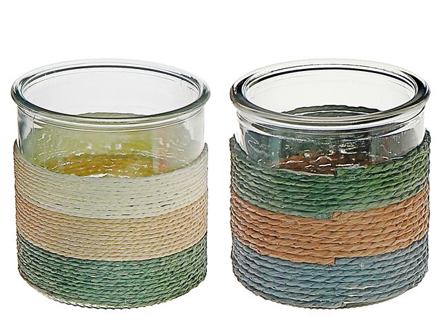 GIA PAPER ROPE GLASS CANDLE HOLDER (EXTRA LARGE) (ASSTD.)