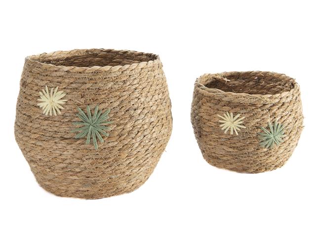 2PC FLEUR NATURAL GRASS BASKET