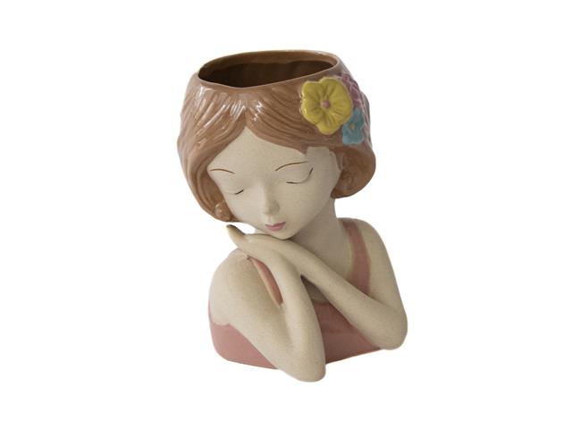 CERAMIC PLANTER SERENE FLOWER GIRL