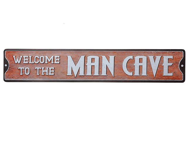 EMBOSSED IRON WALL HANGING (WELCOME TO THE MAN CAVE)